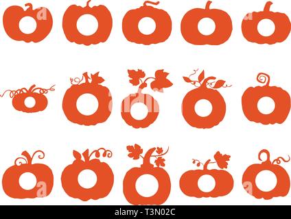 Silhouettes de citrouille Halloween avec monogramme Illustration de Vecteur