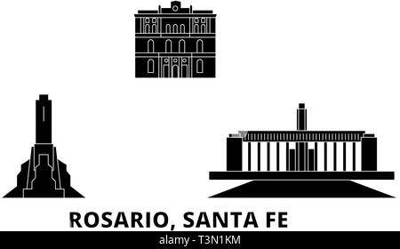 L'Argentine, Rosario télévision billet skyline set. L'Argentine, Rosario ville noire, symbole d'illustration vectorielle, les sites touristiques, sites naturels. Illustration de Vecteur