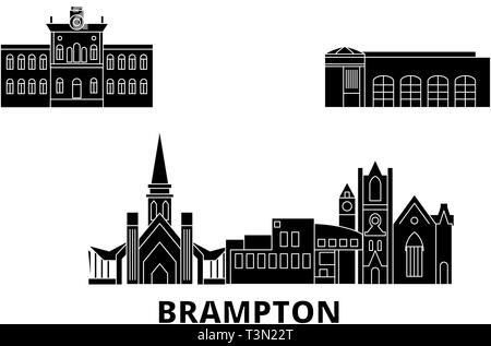 Canada, Brampton télévision billet skyline set. Canada, Brampton ville noire, symbole d'illustration vectorielle, les sites touristiques, sites naturels. Illustration de Vecteur