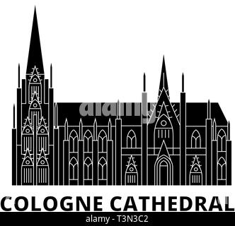 L'Allemagne, la cathédrale de Cologne skyline voyages télévision set. L'Allemagne, la cathédrale de Cologne ville noire, symbole d'illustration vectorielle, les sites touristiques, sites naturels. Illustration de Vecteur