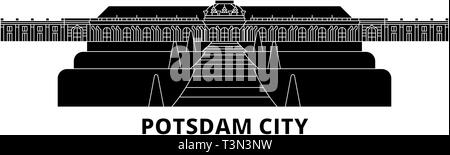 L'Allemagne, Potsdam City skyline voyages télévision set. L'Allemagne, Potsdam City ville noire, symbole d'illustration vectorielle, les sites touristiques, sites naturels. Illustration de Vecteur