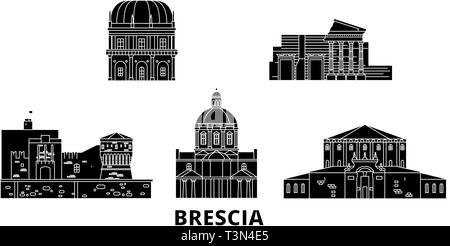 L'Italie, Brescia télévision billet skyline set. L'Italie, Brescia ville noire, symbole d'illustration vectorielle, les sites touristiques, sites naturels. Illustration de Vecteur