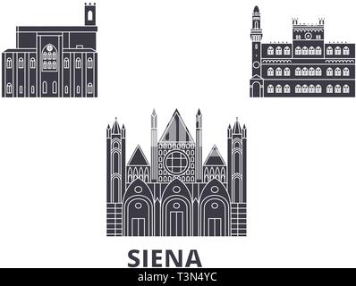 Italie, Sienne télévision billet skyline set. Italie, Sienne ville noire, symbole d'illustration vectorielle, les sites touristiques, sites naturels. Illustration de Vecteur