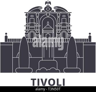 L'Italie, Tivoli, la Villa D'este télévision. skyline voyages L'Italie, Tivoli, la Villa D'este ville noire, symbole d'illustration vectorielle, les sites touristiques, sites naturels. Illustration de Vecteur