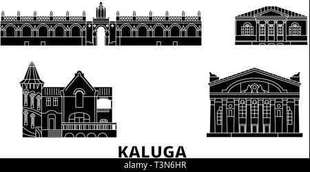 La Russie, Kaluga télévision billet skyline set. La Russie, Kaluga ville noire, symbole d'illustration vectorielle, les sites touristiques, sites naturels. Illustration de Vecteur