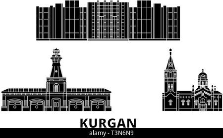 La Russie, Kurgan télévision billet skyline set. La Russie, Kurgan ville noire, symbole d'illustration vectorielle, les sites touristiques, sites naturels. Illustration de Vecteur