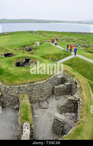 Jarlshof site archéologique préhistorique, Dunrossness, paroisse des îles du Nord, Shetland, Écosse, Royaume-Uni Banque D'Images