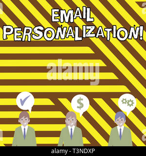 La main conceptuel montrant Email Personnalisation. Sens Concept demonstratingal permet d'insérer des données dans le modèle d'e-mail d'affaires a S Banque D'Images