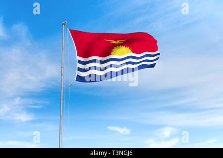 Drapeau Kiribati dans le vent sur fond de ciel bleu de nice Banque D'Images