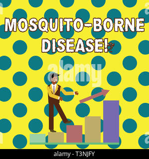 La main conceptuel montrant des maladies d'origine hydrique. Signification du concept de maladies causées des parasites transmis par les moustiques Smiling Businessman grimper Banque D'Images