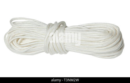 Corde en nylon blanc isolé sur fond blanc