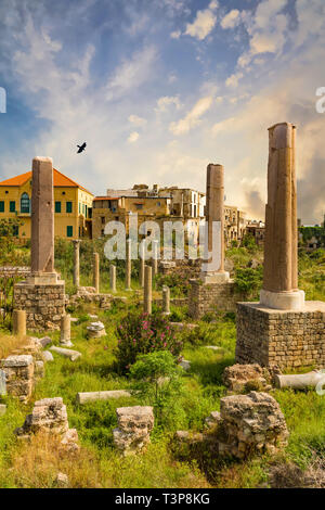 Ruines romains sur des pneus dans le sud du Liban Moyen Orient Banque D'Images