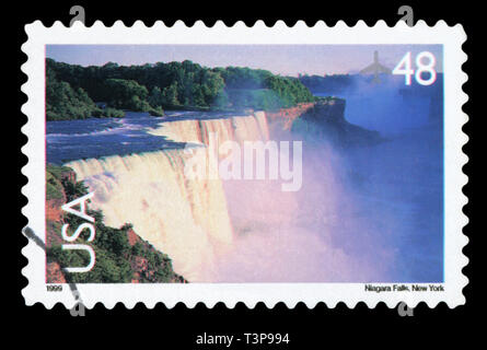 États-unis D'AMÉRIQUE - circa 1990 : : un timbre imprimé aux États-Unis montre des Chutes du Niagara, des paysages série, vers 1999. Banque D'Images