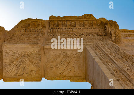 Temple de Bacchus romains ruines de Baalbek, dans la vallée de la Beeka Liban Moyen Orient Banque D'Images