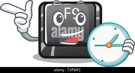 Avec l'horloge F9 installé sur le bouton clavier cartoon Illustration de Vecteur