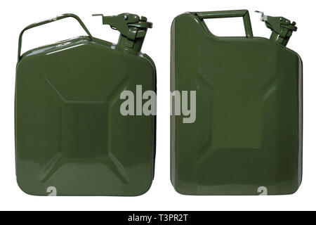 Cartouche de métal vert. Isolé sur un fond blanc Banque D'Images