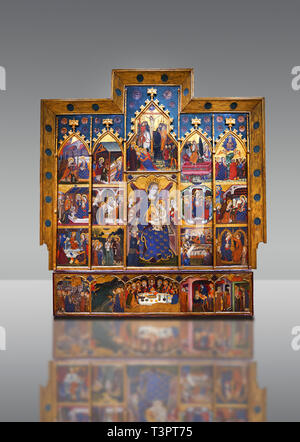 Retable de la Vierge par Jaume Serra vers 1367-1381. Tempera, la feuille d'or et sur plaque en bois (346,3 x 321 x 26 cm) - MNAC Musée National de Ca Banque D'Images