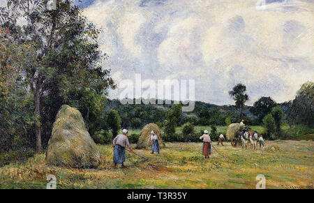 Camille PISSARRO (1830 - 1903) La moisson à Montfoucault - Collection Privée 1876 Banque D'Images