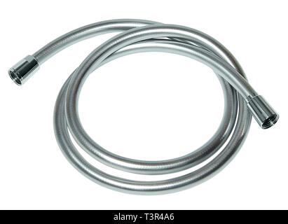 Douche tuyau ondulé isolé sur fond blanc Banque D'Images