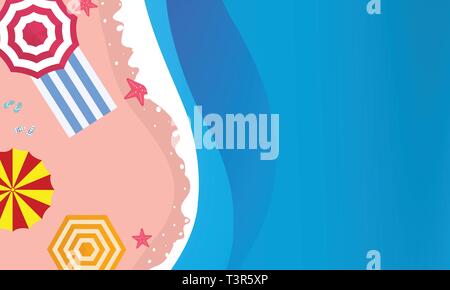 La scène de plage à partir de la top en été.vector illustration Illustration de Vecteur