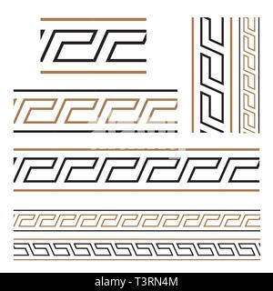 Clé grecque. Motifs grecs frontières vectoriel continu défini. Illustration de Vecteur