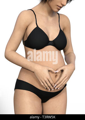 Femme enceinte de toucher son gros ventre. Close up. La maternité, la grossesse, les gens et l'attente concept. Femme enceinte attend bébé Banque D'Images
