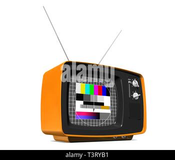 Retro ancien récepteur TV avec l'image de test classique - isolated on white Banque D'Images