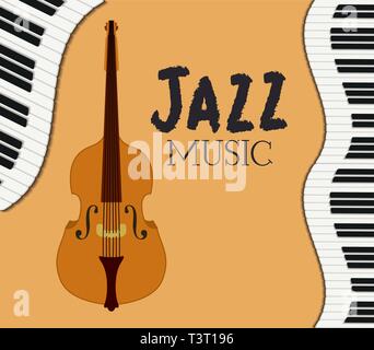 L'affiche de la fête du jazz avec clavier de piano et violon Illustration de Vecteur