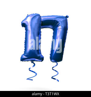Numéro 17 aluminium bleu hélium ballon isolé sur un fond blanc. 3D Render Banque D'Images