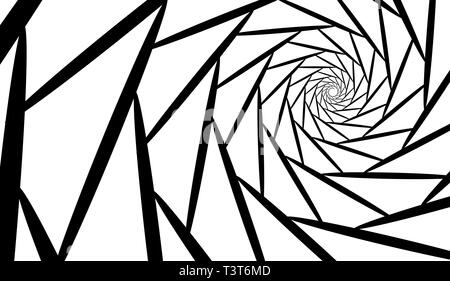Spirale de lignes noires sous la forme d'un diaphragme sur un fond blanc. L'élément de conception. Illustration de Vecteur