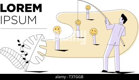 Social Media marketing businessman emoji pêche signe smiley style moderne. La technologie de l'internet business card template design. Concept Vector illustrat Illustration de Vecteur