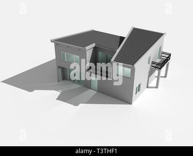 3D render of house isolé sur fond blanc Banque D'Images