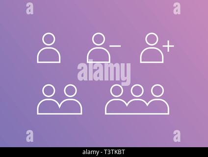 Profil de l'utilisateur sur l'icône du groupe de symbole. Ajouter / Supprimer un utilisateur. L'équipe. Vector Illustration de Vecteur