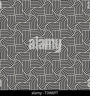 Vector pattern. transparente La texture élégante moderne. Résumé fond répétitif. Géométriques monochromes lignes arrondies. Illustration de Vecteur