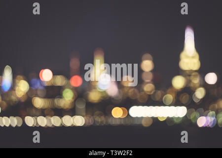 Troubles de New York City skyline at night, tons de couleur de fond urbain, USA. Banque D'Images