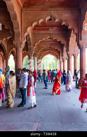 L'Inde, Delhi, le Fort Rouge, 30 mars 2019 - Diwan-I-AM, sur les rives de la rivière Yamuna, le fort a été construit par Shahjahan comme la citadelle de la Delhi Banque D'Images