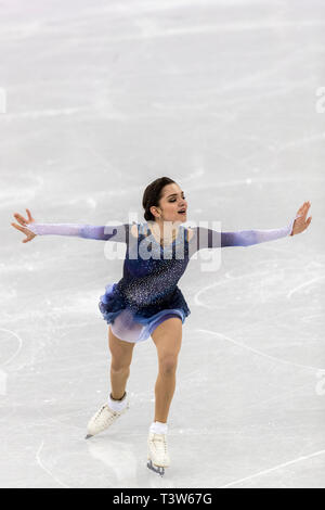 Evgenia Medvedeva (OAR) qui se font concurrence sur le patinage artistique - Court dames aux Jeux Olympiques d'hiver de PyeongChang 2018 Banque D'Images