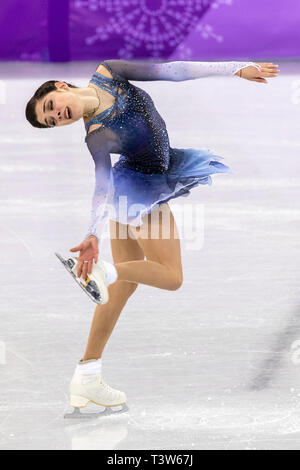 Evgenia Medvedeva (OAR) qui se font concurrence sur le patinage artistique - Court dames aux Jeux Olympiques d'hiver de PyeongChang 2018 Banque D'Images