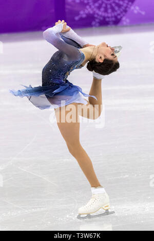 Evgenia Medvedeva (OAR) qui se font concurrence sur le patinage artistique - Court dames aux Jeux Olympiques d'hiver de PyeongChang 2018 Banque D'Images