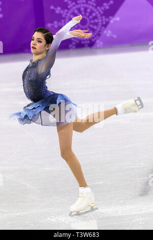 Evgenia Medvedeva (OAR) qui se font concurrence sur le patinage artistique - Court dames aux Jeux Olympiques d'hiver de PyeongChang 2018 Banque D'Images