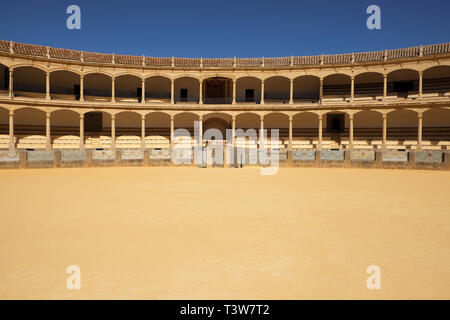 Ronda, Andalousie, Espagne - 16 mars 2019 : intérieur et coin galerie de l'arène historique de Ronda, Espagne Banque D'Images