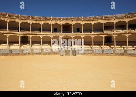 Ronda, Andalousie, Espagne - 16 mars 2019 : intérieur et coin galerie de l'arène historique de Ronda, Espagne Banque D'Images