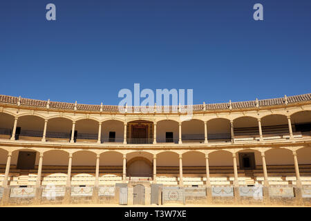 Ronda, Andalousie, Espagne - 16 mars 2019 : intérieur et coin galerie de l'arène historique de Ronda, Espagne Banque D'Images