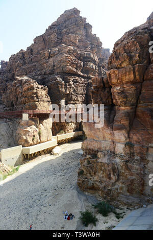 Wadi Al-Mujib parc national en Jordanie. Banque D'Images