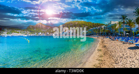 Vue de la plage de Repic, Porte de Soller, Palma de Majorque, Espagne Banque D'Images