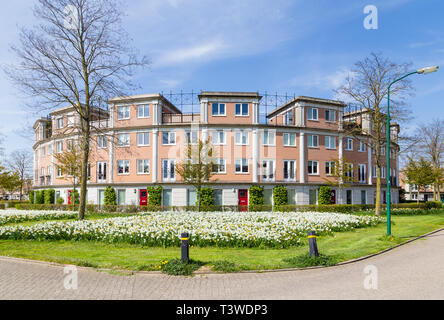 Rangée de maisons modernes construire dans un cercle familial dans un quartier de banlieue dans la région de Houten aux Pays-Bas. Banque D'Images