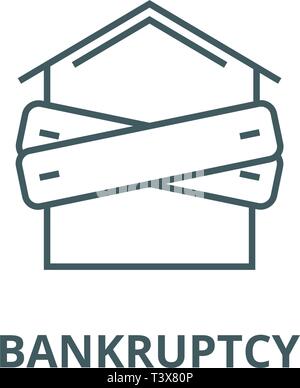 Faillite,barricadèrent house, l'icône de la ligne de vecteur. Faillite,barricadèrent chambre contours signe, symbole, télévision illustration Illustration de Vecteur