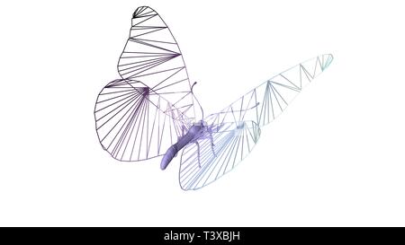 Le rendu 3D d'un animal d'une réflexion artistique isolé sur fond blanc Banque D'Images