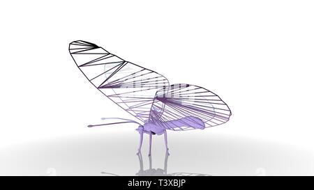 Le rendu 3D d'un animal d'une réflexion artistique isolé sur fond blanc Banque D'Images