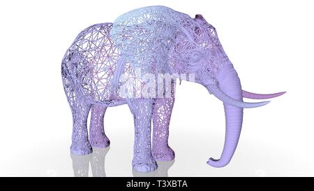 Le rendu 3D d'un animal d'une réflexion artistique isolé sur fond blanc Banque D'Images